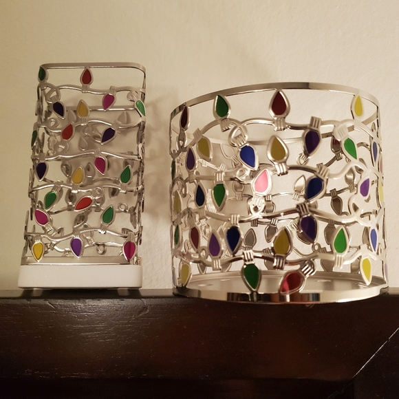 Bath And Body Works Holiday Lights Foaming Soap Holder & 3 Wick Candle Holder - Picture 2 of 2